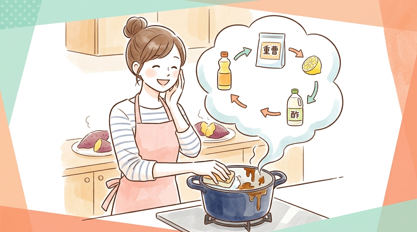 さつまいも調理のヤニを鍋から落とす方法