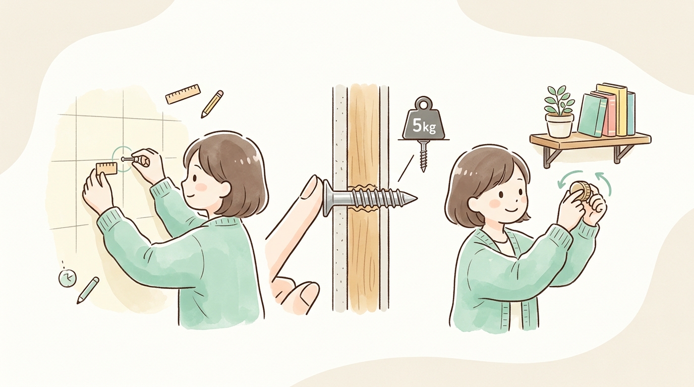 耐荷重5kg！ネジ型ピンの設置3ステップ