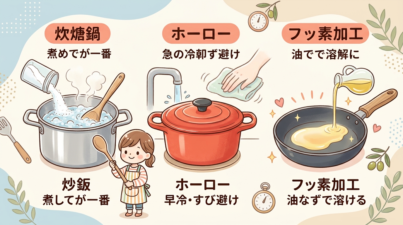 鍋の素材別！NG行為と正しいお手入れ