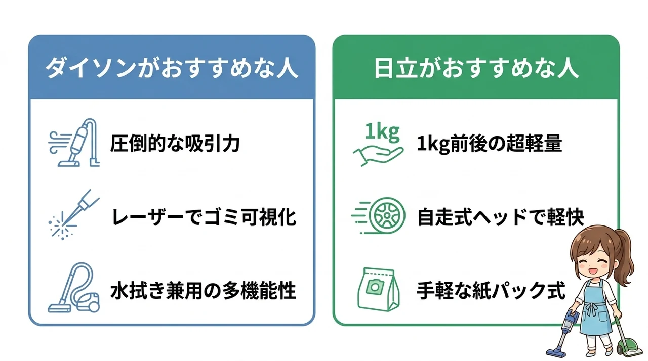 あなたに合う掃除機はどっち？おすすめの選び方を解説