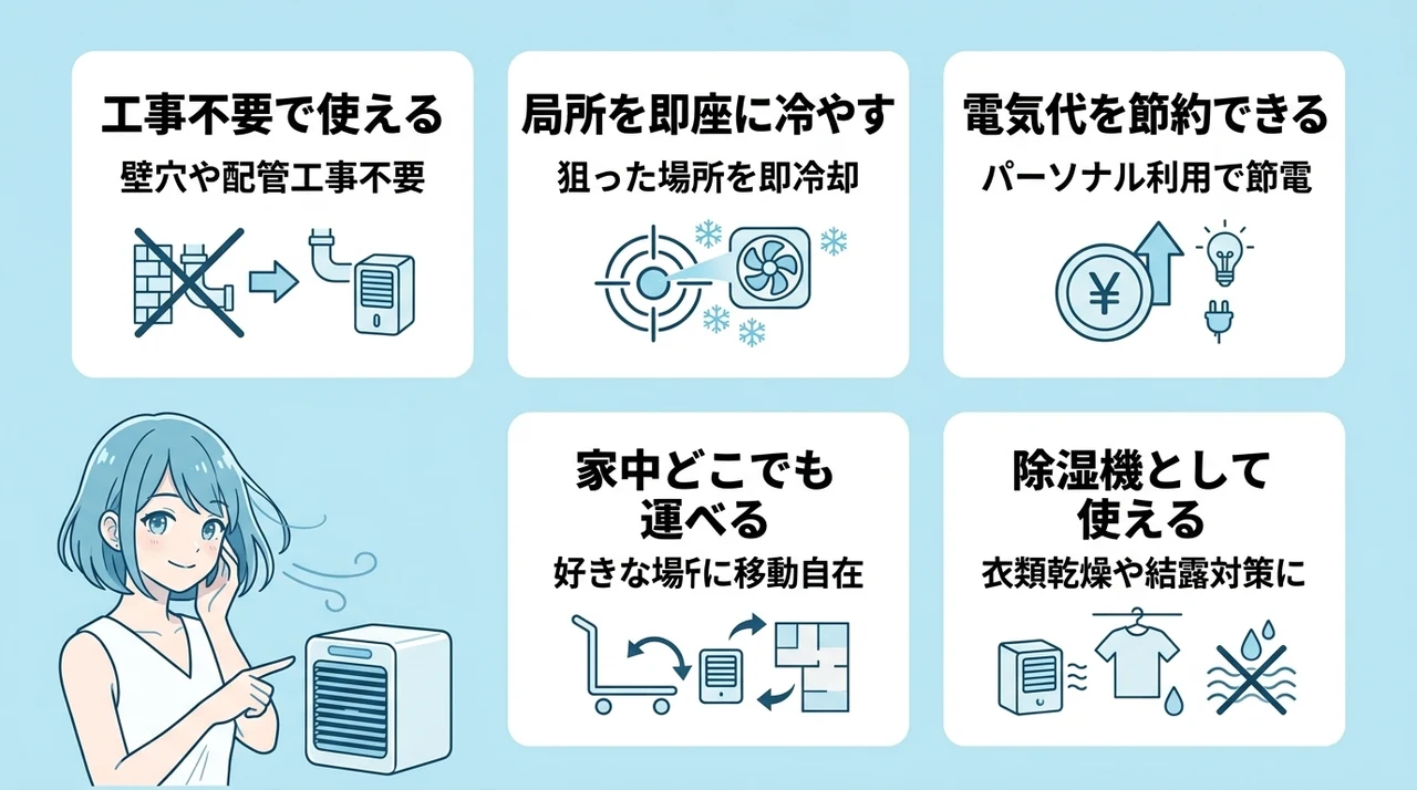 冷風機を使用するメリット5つ|エアコンなしでも涼しい